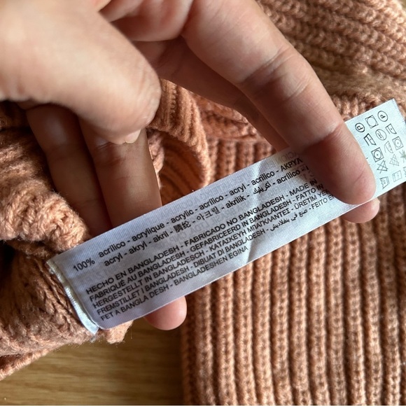 Zara Light Pink Chunky Cropped Sweater Medium - Picture 3 of 7